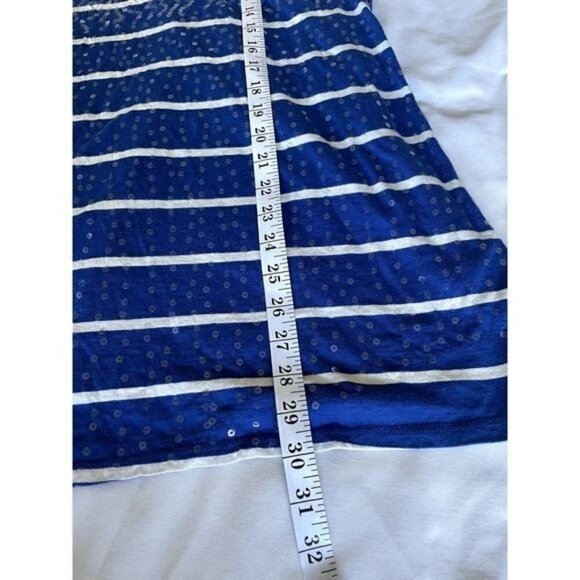 Lane Bryant Top Blouse Shirt Plus Size 22 24 Blue White Lace Clear Sequin - Picture 11 of 11